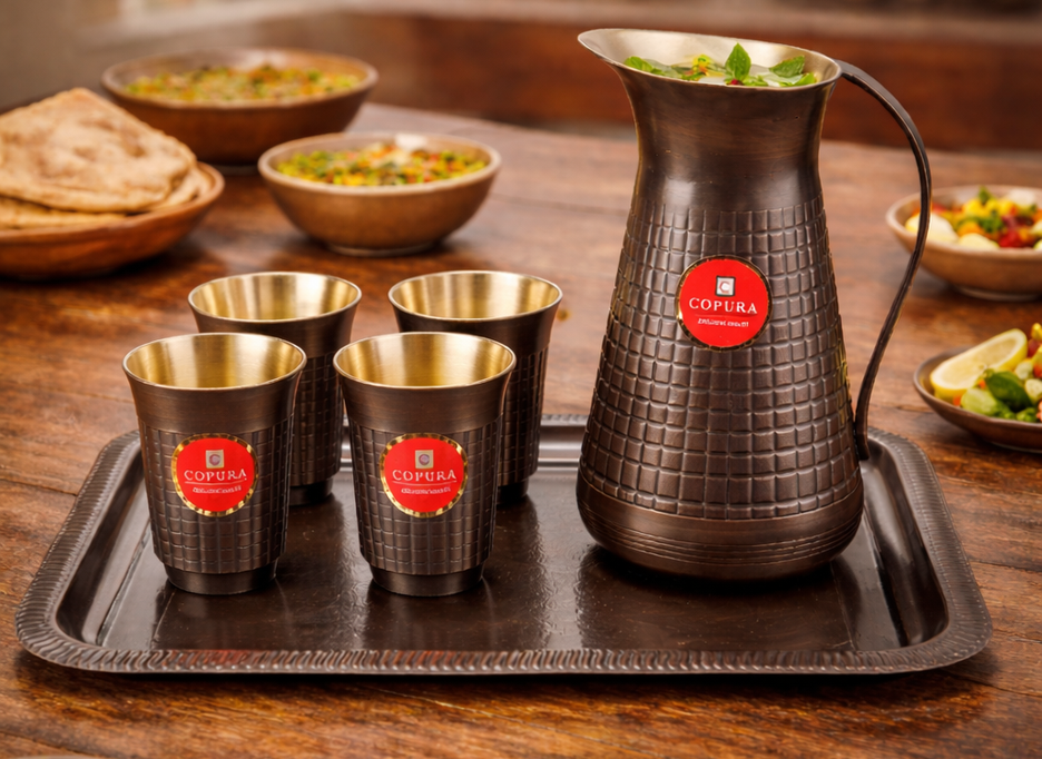 Antique brass juice set