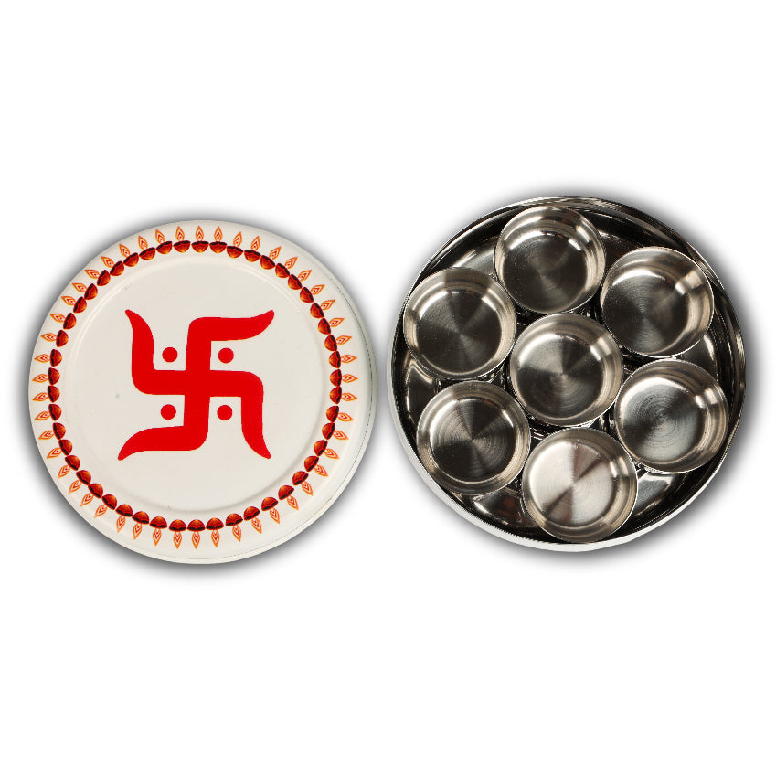 Stainless Steel Pooja Box Swastik