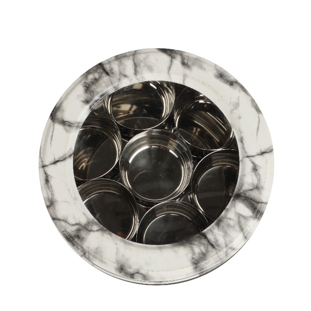 Stainless Steel Masala Dabba (Marble Design)