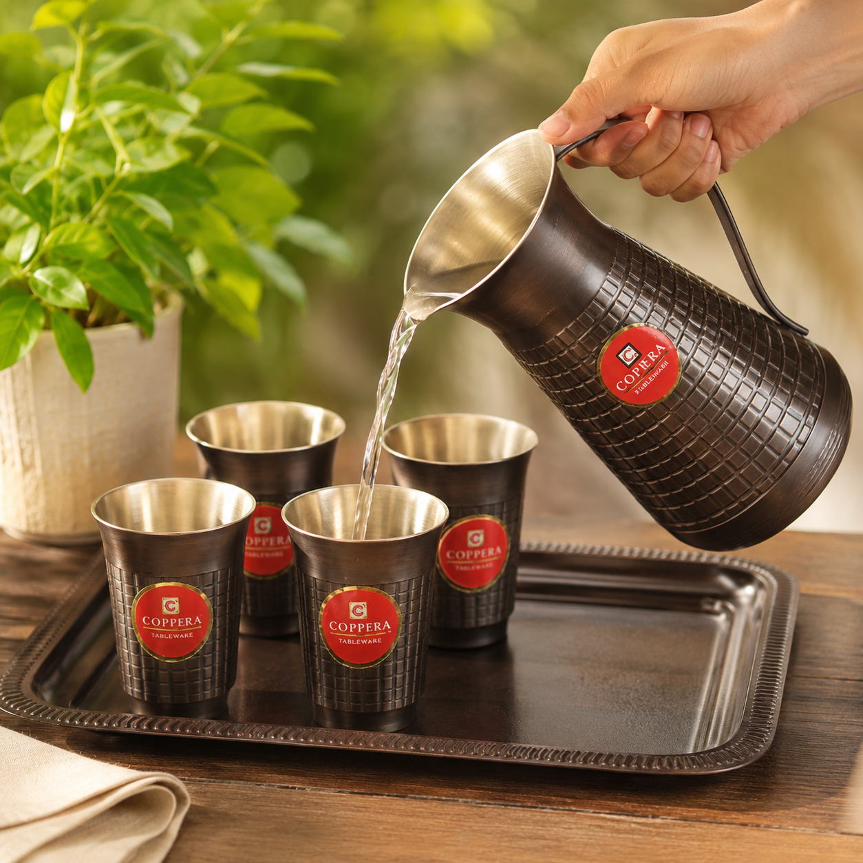 Antique Brass Juice Set (6-Piece Set)