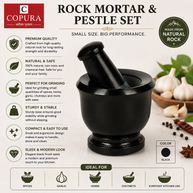 ROCK MORTER AND PESTLE BLACK