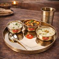 SATVIK KANSYA BHOJAN SET SHINYE SIDE CARVING