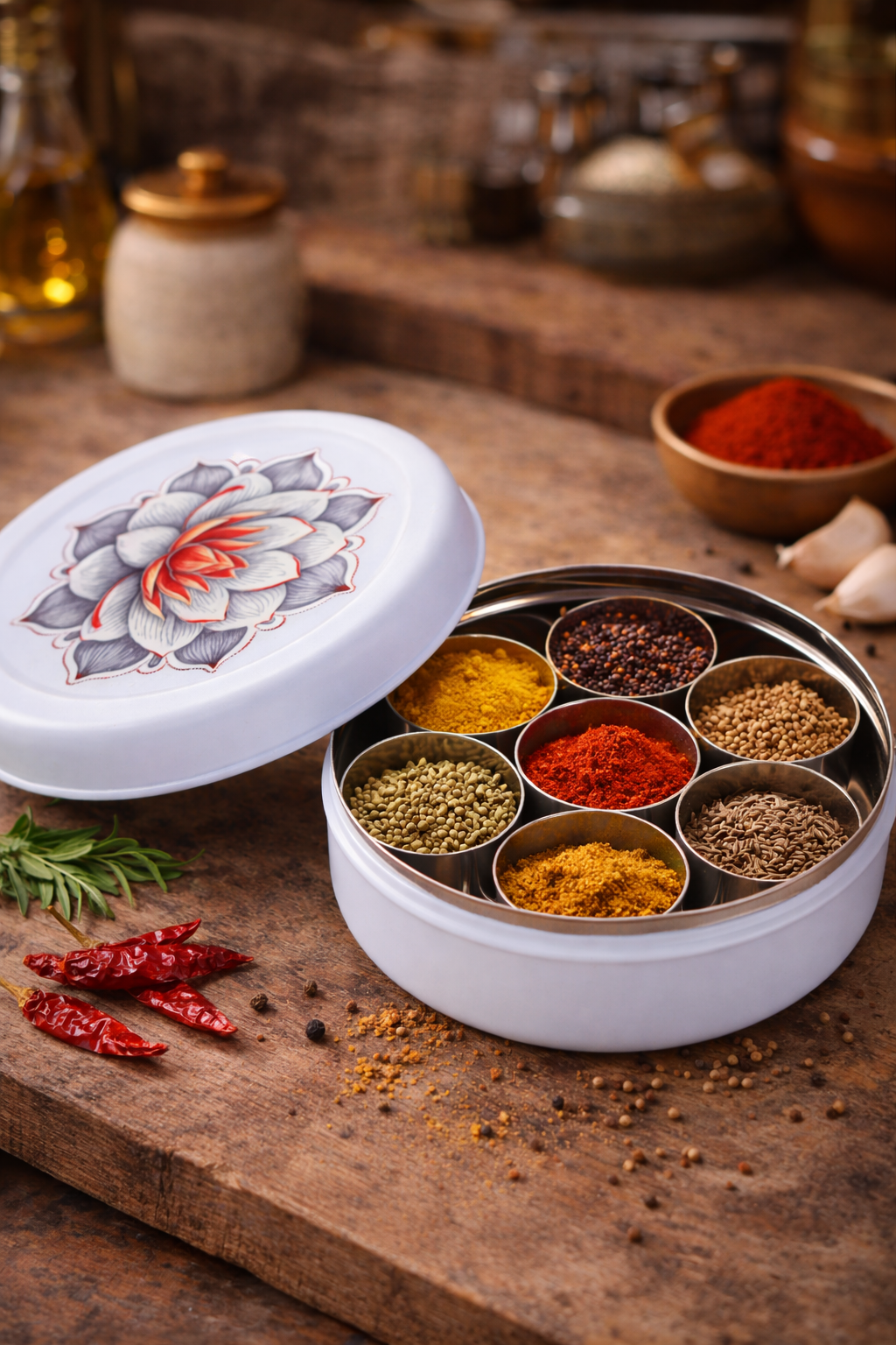 Stainless Steel Pooja Box Lotus
