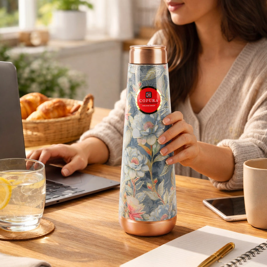 AYUSH BLUE LOTUS GOLD  COPPER WATER BOTTLE