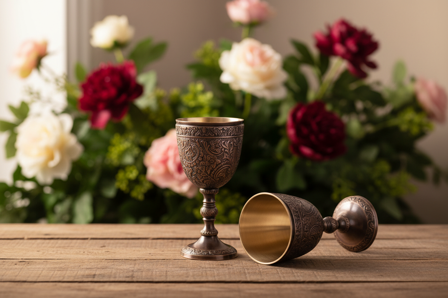Antique Goblet Set of 2 - indoor floral lifestyle